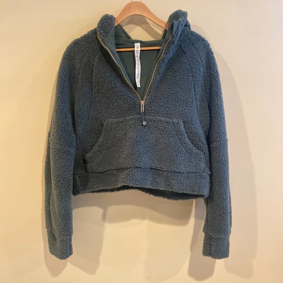 NWOT Lululemon Scuba Oversized Sherpa Fleece Hoodie Dark Forest Womens XS/S - Picture 3 of 11